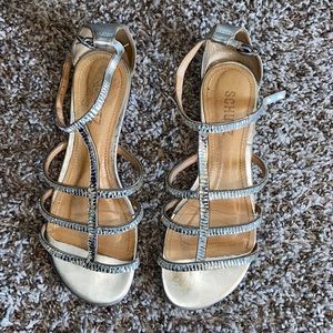 Silver jeweled flats